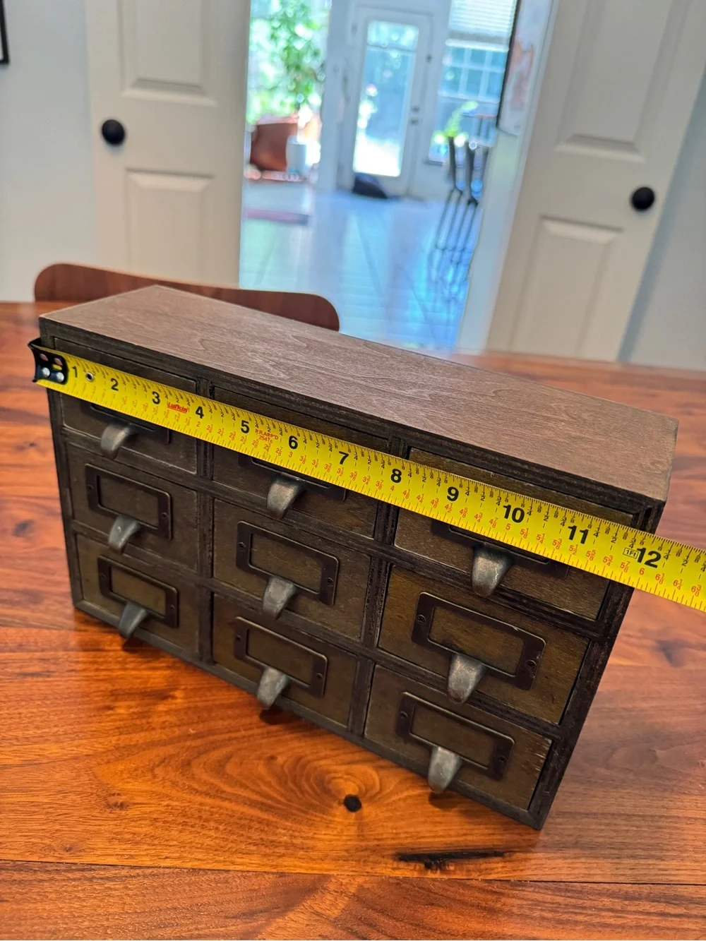 Antique-Style 9-Drawer Desktop Organizer in Aged Brass